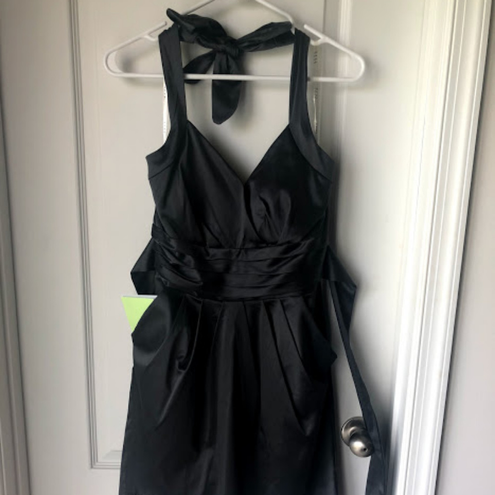 ⭐️2 for $30⭐️ Deb Gray Satin Halter Dress (11)